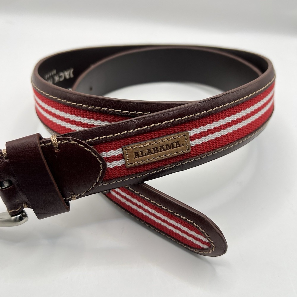 Alabama Crimson Tide Tailgate Leather Belt Jack Mason Sz 40 Red White Roll Tide‎
